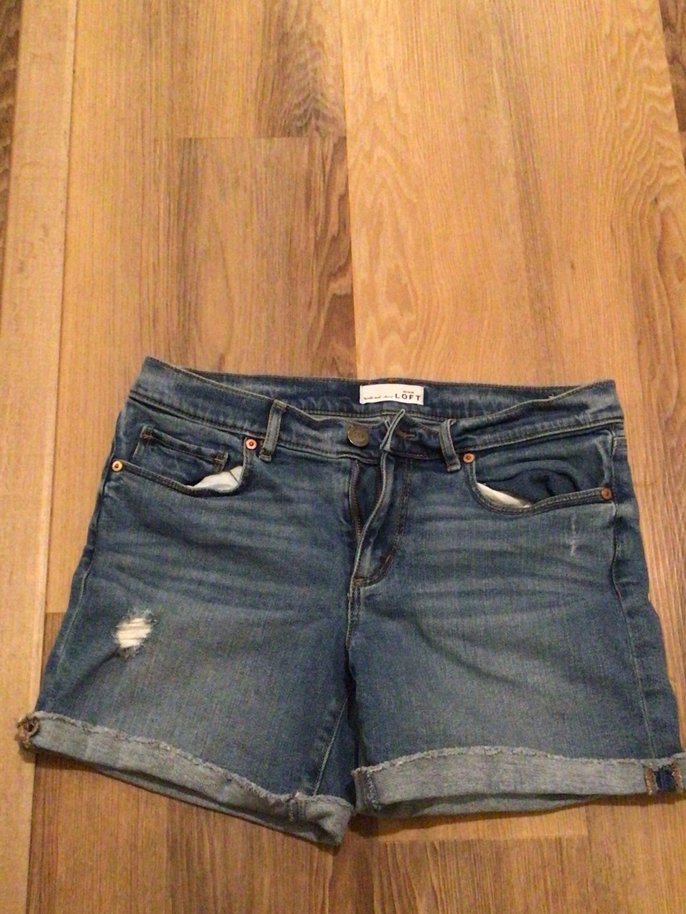 LOFT Faded Blue Cuffed Denim Shorts